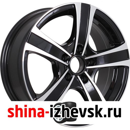 Колесный диск Tech Line 619 6.5xR16 5×112 ET38 DIA66.6 глянцевый черный с полированной лицевой частью в Ижевске